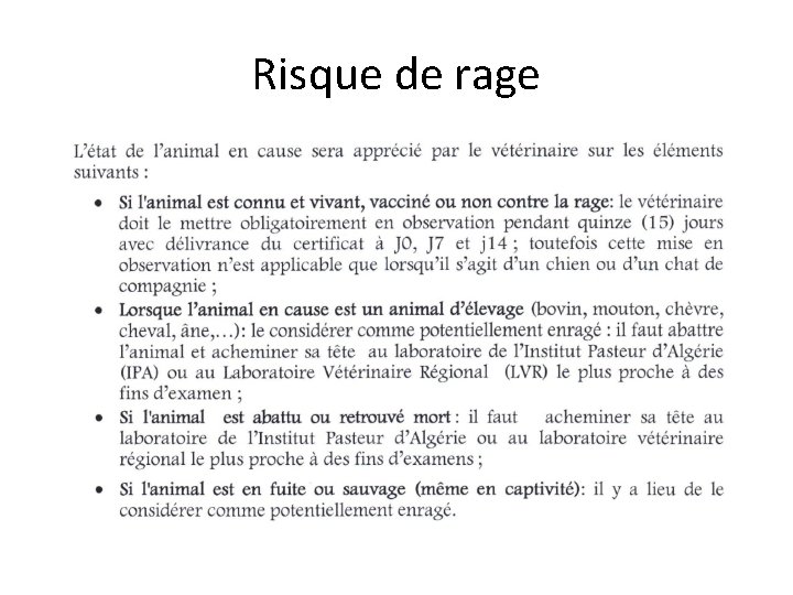 Risque de rage 