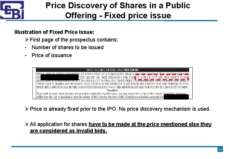 Price Discovery of Shares in a Public Offering - Fixed price issue Illustration of