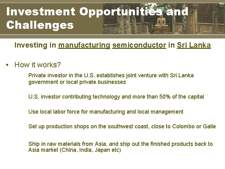 Investment Opportunities and Challenges Investing in manufacturing semiconductor in Sri Lanka • How it