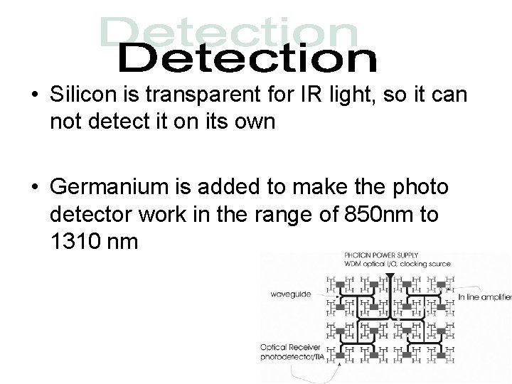  • Silicon is transparent for IR light, so it can not detect it