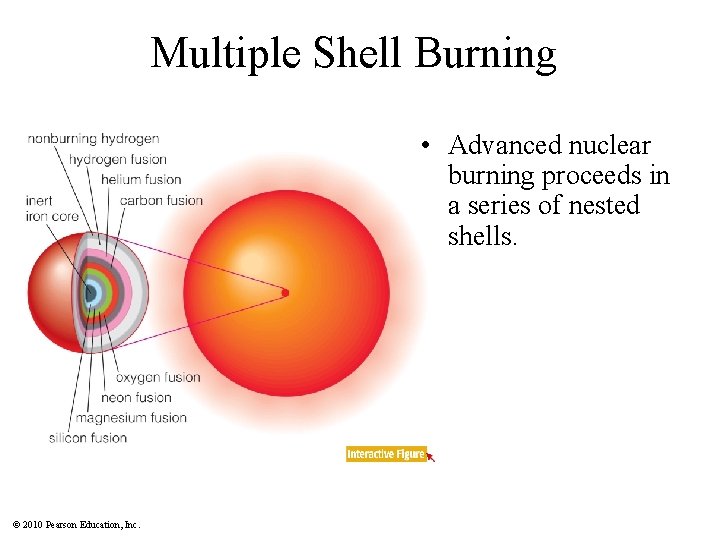 Multiple Shell Burning • Advanced nuclear burning proceeds in a series of nested shells.