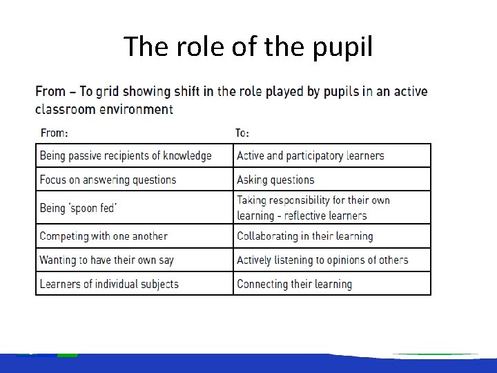 The role of the pupil 