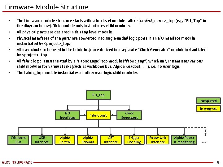 Firmware Module Structure • • • The firmware module structure starts with a top
