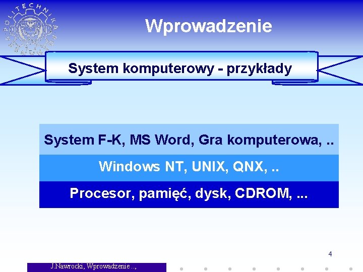 Wprowadzenie System komputerowy - przykłady System. Oprogramowanie F-K, MS Word, Gra aplikacyjne komputerowa, .