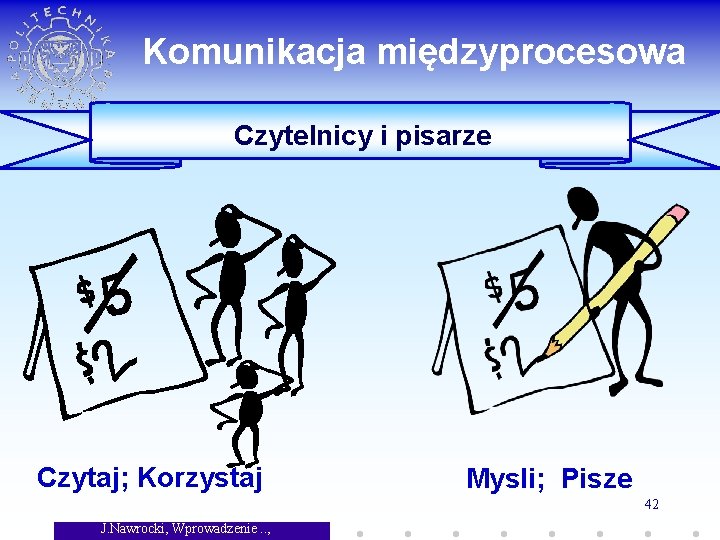 Komunikacja międzyprocesowa Czytelnicy i pisarze Czytaj; Korzystaj Mysli; Pisze 42 J. Nawrocki, Wprowadzenie. .