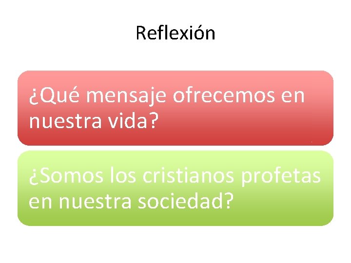 Reflexión ¿Qué mensaje ofrecemos en nuestra vida? ¿Somos los cristianos profetas en nuestra sociedad?