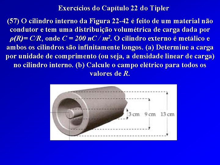 Exercícios do Capítulo 22 do Tipler (57) O cilindro interno da Figura 22 -42