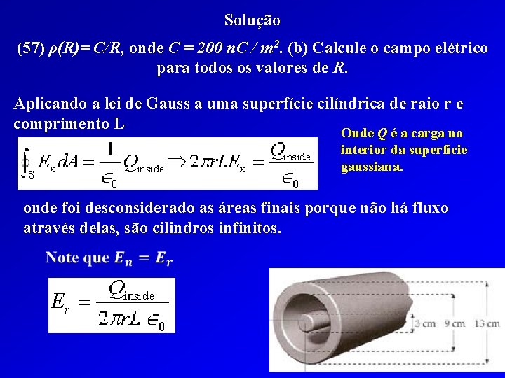 Solução (57) ρ(R)= C/R, onde C = 200 n. C / m 2. (b)