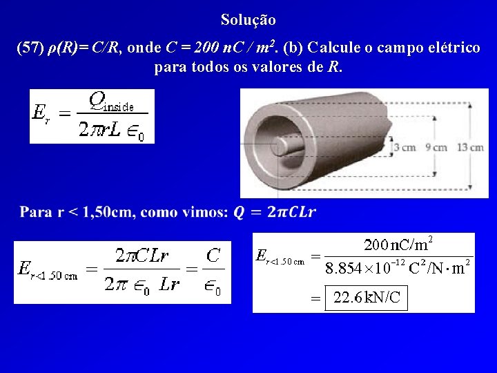 Solução (57) ρ(R)= C/R, onde C = 200 n. C / m 2. (b)