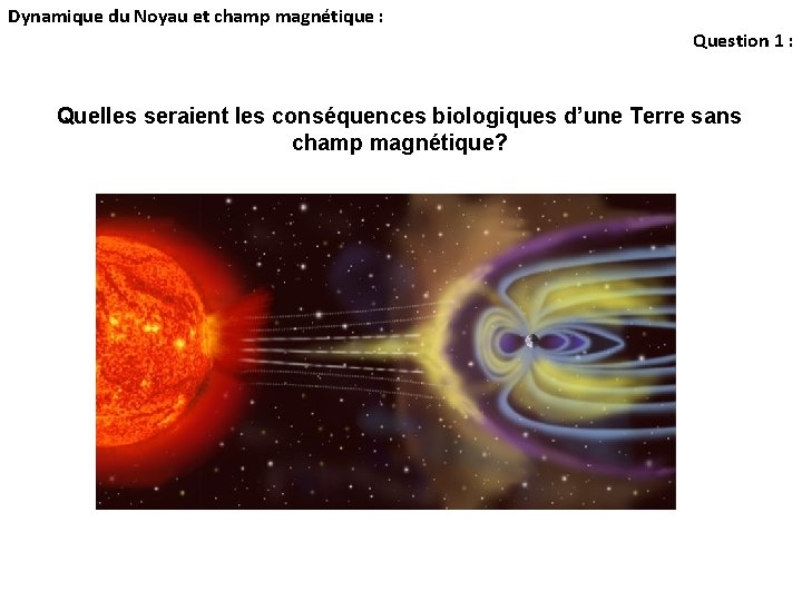 Dynamique du Noyau et champ magnétique : Question 1 : Quelles seraient les conséquences Dynamique du Noyau et champ magnétique : Question 1 : Quelles seraient les conséquences