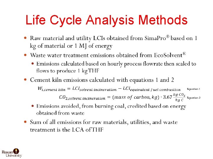 Life Cycle Analysis Methods 