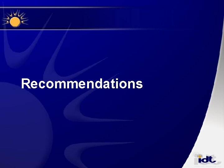 Recommendations Recommendations