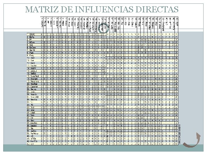 MATRIZ DE INFLUENCIAS DIRECTAS 