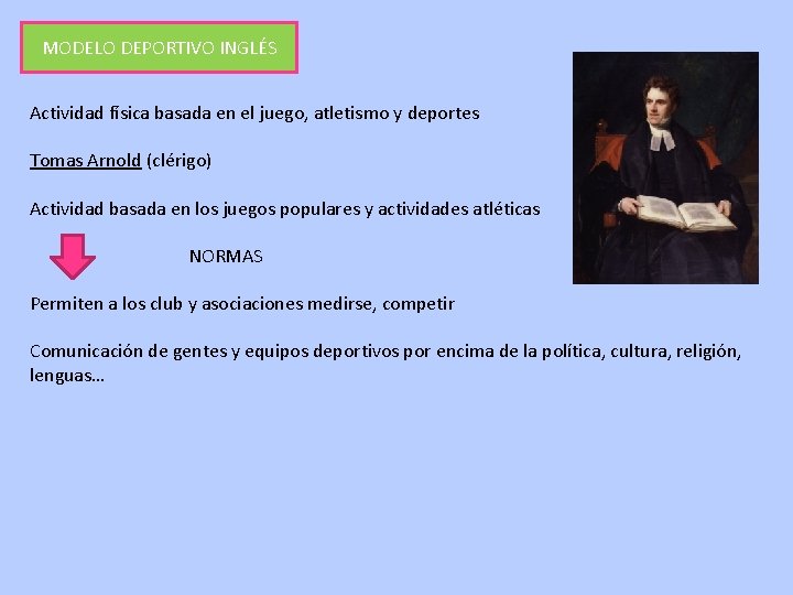 MODELO DEPORTIVO INGLÉS Actividad física basada en el juego, atletismo y deportes Tomas Arnold