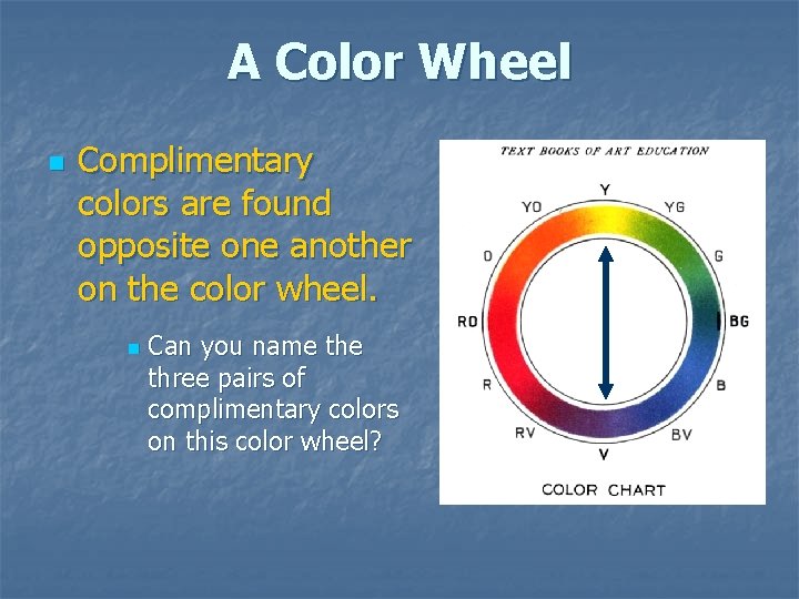 A Color Wheel n Complimentary colors are found opposite one another on the color A Color Wheel n Complimentary colors are found opposite one another on the color