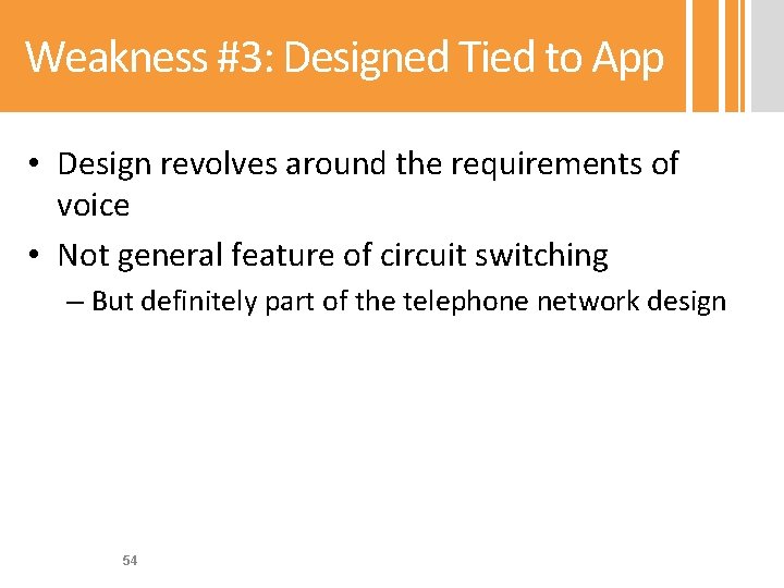 Weakness #3: Designed Tied to App • Design revolves around the requirements of voice