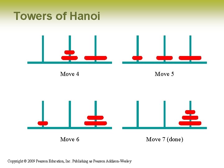 Towers of Hanoi Move 4 Move 5 Move 6 Move 7 (done) Copyright © Towers of Hanoi Move 4 Move 5 Move 6 Move 7 (done) Copyright ©