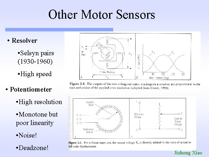 Other Motor Sensors • Resolver • Selsyn pairs (1930 -1960) • High speed •