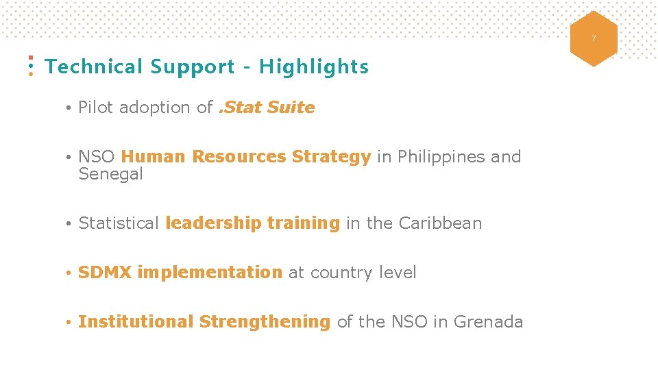 7 Technical Support - Highlights • Pilot adoption of. Stat Suite • NSO Human