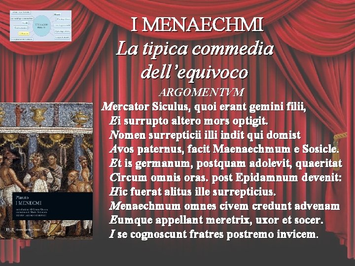 I MENAECHMI La tipica commedia dell’equivoco ARGOMENTVM Mercator Siculus, quoi erant gemini filii, Ei