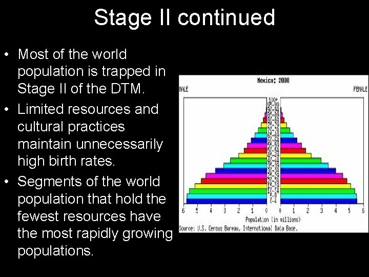 Stage II continued • Most of the world population is trapped in Stage II