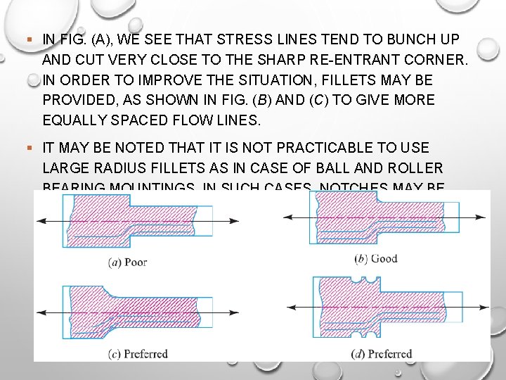 § IN FIG. (A), WE SEE THAT STRESS LINES TEND TO BUNCH UP AND