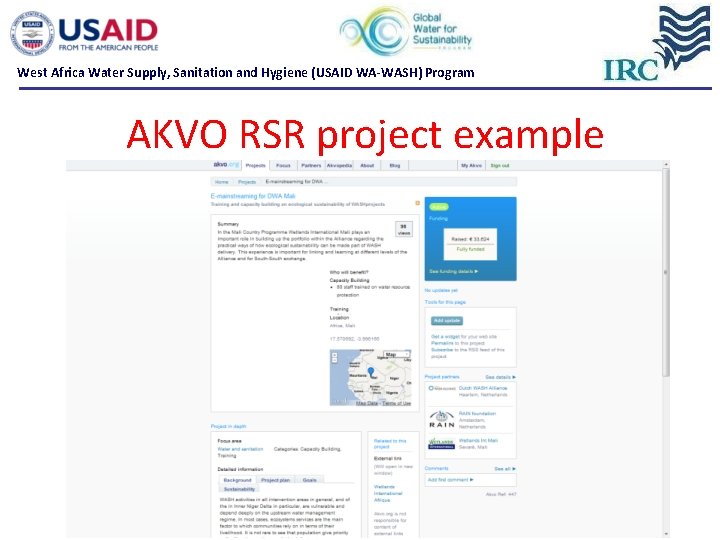 West Africa Water Supply, Sanitation and Hygiene (USAID WA-WASH) Program AKVO RSR project example West Africa Water Supply, Sanitation and Hygiene (USAID WA-WASH) Program AKVO RSR project example