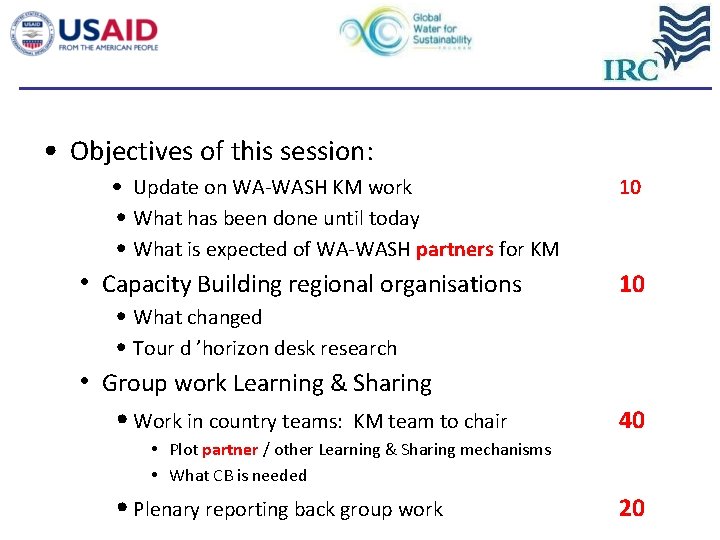 • Objectives of this session: • Update on WA WASH KM work • • Objectives of this session: • Update on WA WASH KM work •