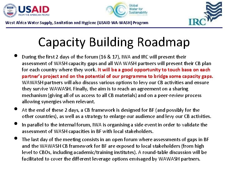West Africa Water Supply, Sanitation and Hygiene (USAID WA-WASH) Program • • Capacity Building West Africa Water Supply, Sanitation and Hygiene (USAID WA-WASH) Program • • Capacity Building
