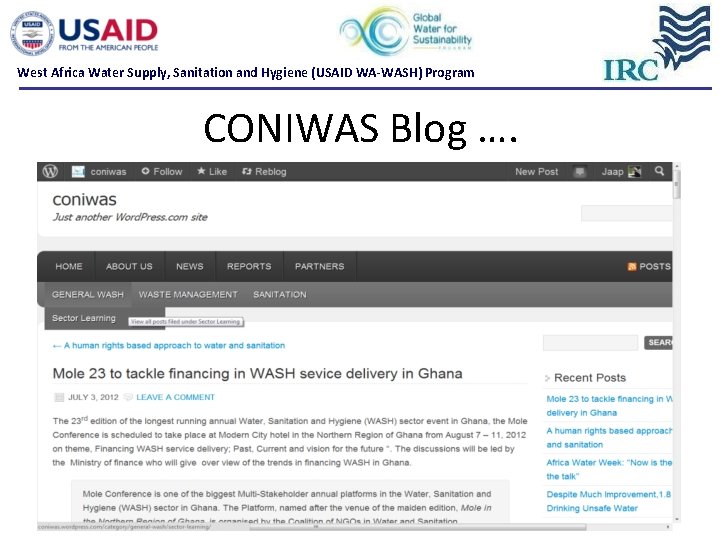 West Africa Water Supply, Sanitation and Hygiene (USAID WA-WASH) Program CONIWAS Blog …. West Africa Water Supply, Sanitation and Hygiene (USAID WA-WASH) Program CONIWAS Blog ….