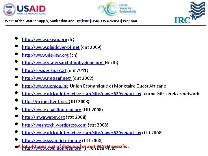 West Africa Water Supply, Sanitation and Hygiene (USAID WA-WASH) Program • • • http: West Africa Water Supply, Sanitation and Hygiene (USAID WA-WASH) Program • • • http: