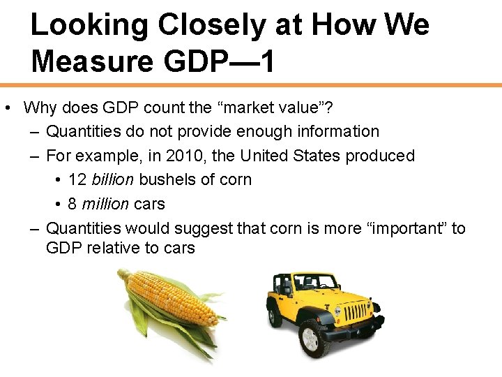 Looking Closely at How We Measure GDP— 1 • Why does GDP count the