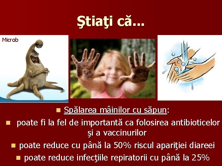 Ştiaţi că. . . Microb Spălarea mâinilor cu săpun: n poate fi la fel