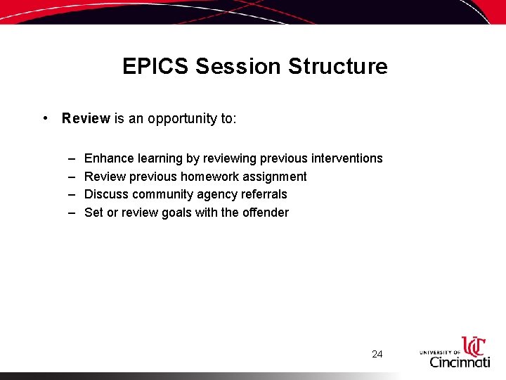 EPICS Session Structure • Review is an opportunity to: – – Enhance learning by