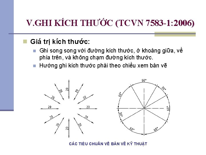 V. GHI KÍCH THƯỚC (TCVN 7583 -1: 2006) n Giá trị kích thước: n V. GHI KÍCH THƯỚC (TCVN 7583 -1: 2006) n Giá trị kích thước: n