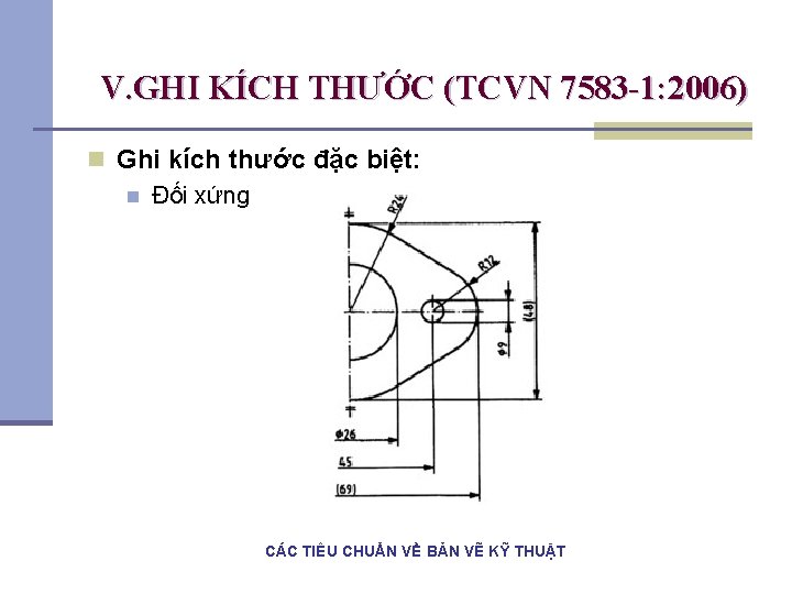 V. GHI KÍCH THƯỚC (TCVN 7583 -1: 2006) n Ghi kích thước đặc biệt: V. GHI KÍCH THƯỚC (TCVN 7583 -1: 2006) n Ghi kích thước đặc biệt: