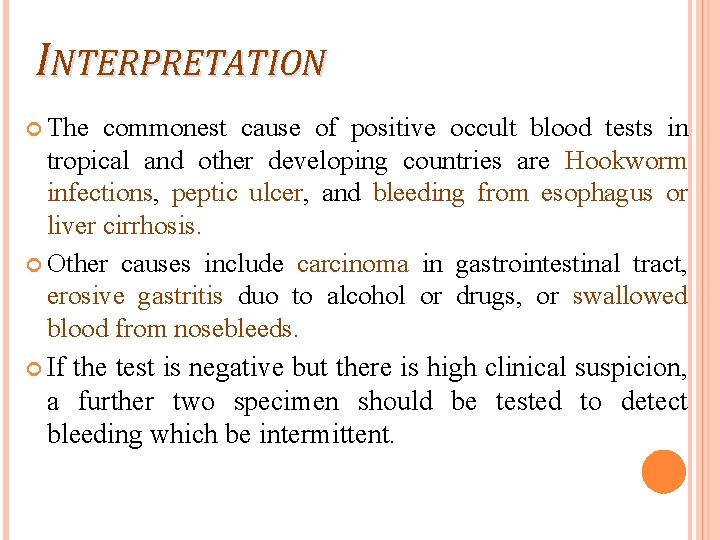 Testing For Fecal Occult Blood Fecal Occult Blood