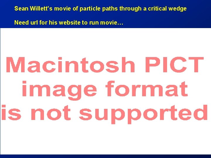 Sean Willett’s movie of particle paths through a critical wedge Need url for his
