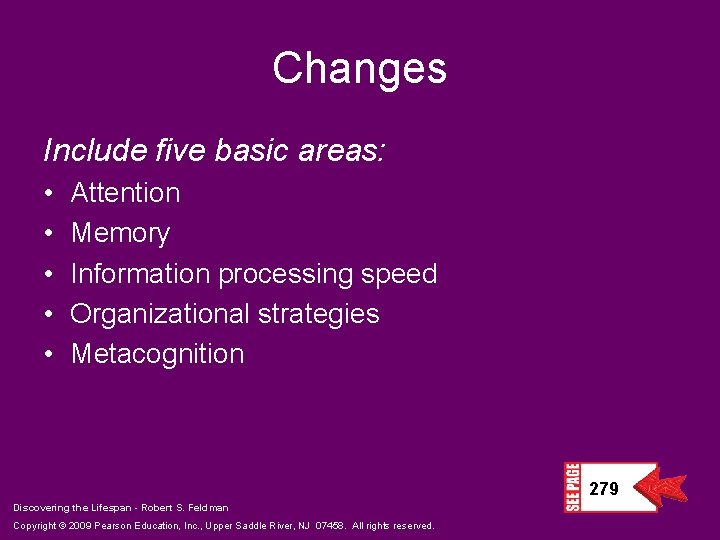 Changes Include five basic areas: • • • Attention Memory Information processing speed Organizational