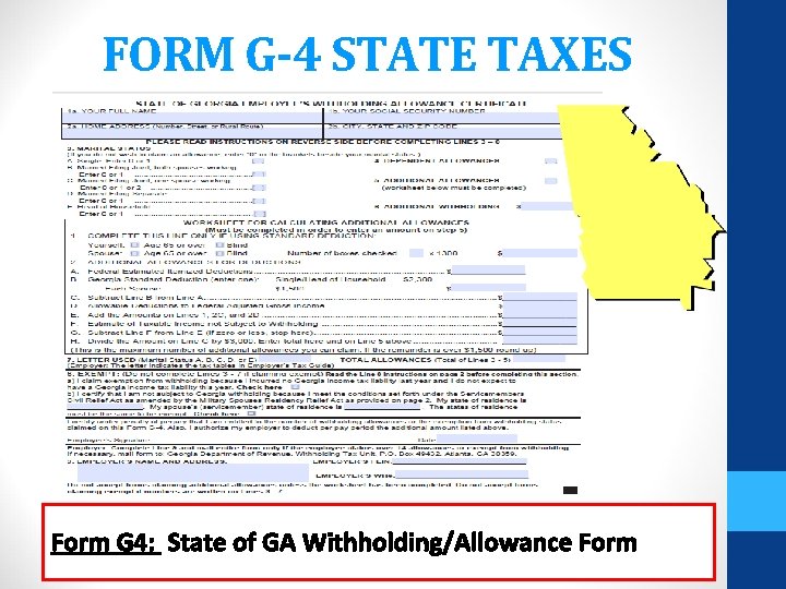 FORM G-4 STATE TAXES Form G 4: State of GA Withholding/Allowance Form 