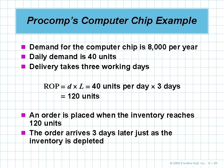 Procomp’s Computer Chip Example n Demand for the computer chip is 8, 000 per