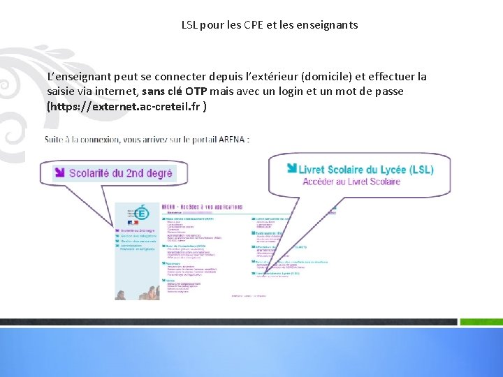 LSL pour les CPE et les enseignants L’enseignant peut se connecter depuis l’extérieur (domicile)