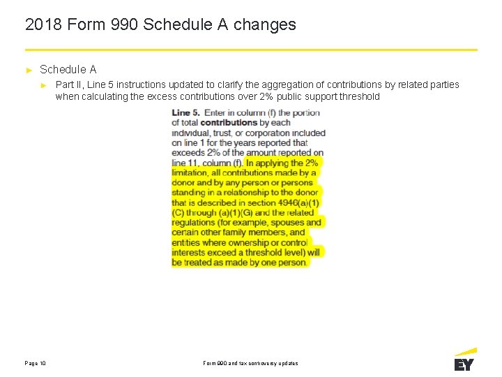 2018 Form 990 Schedule A changes ► Schedule A ► Page 10 Part II,