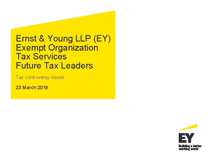 Ernst & Young LLP (EY) Exempt Organization Tax Services Future Tax Leaders Tax controversy