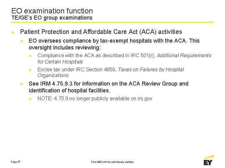 EO examination function TE/GE’s EO group examinations ► Patient Protection and Affordable Care Act