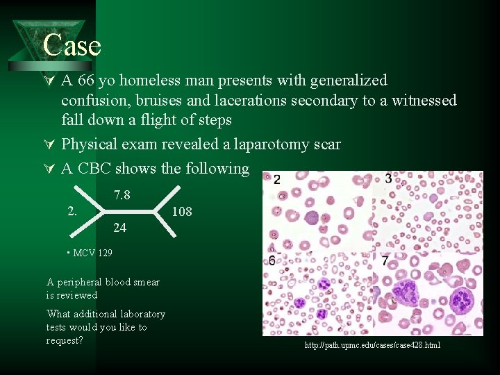 Case Ú A 66 yo homeless man presents with generalized confusion, bruises and lacerations