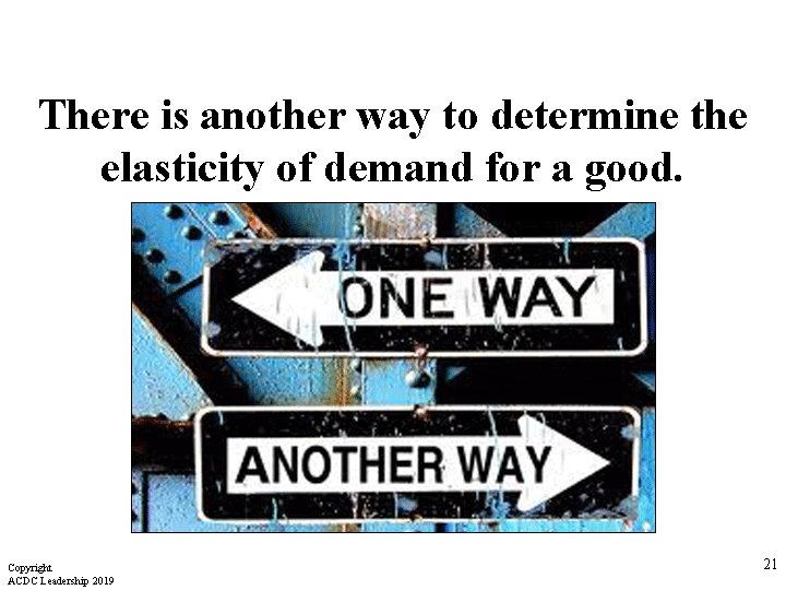 There is another way to determine the elasticity of demand for a good. Copyright