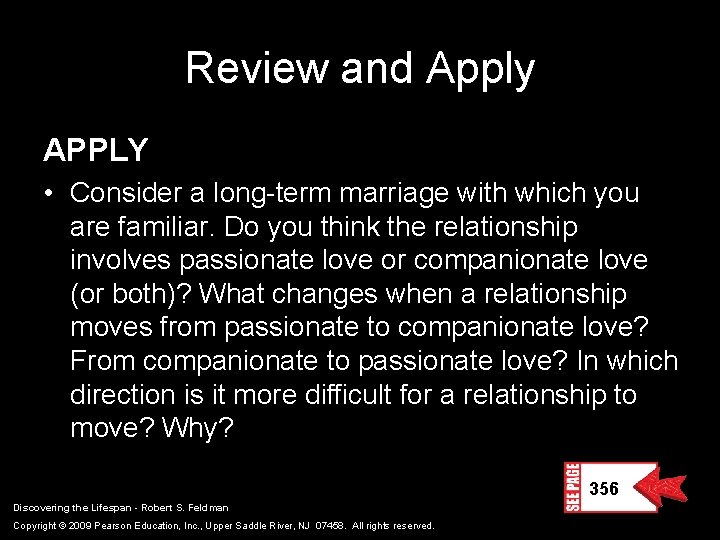 Review and Apply APPLY • Consider a long-term marriage with which you are familiar.