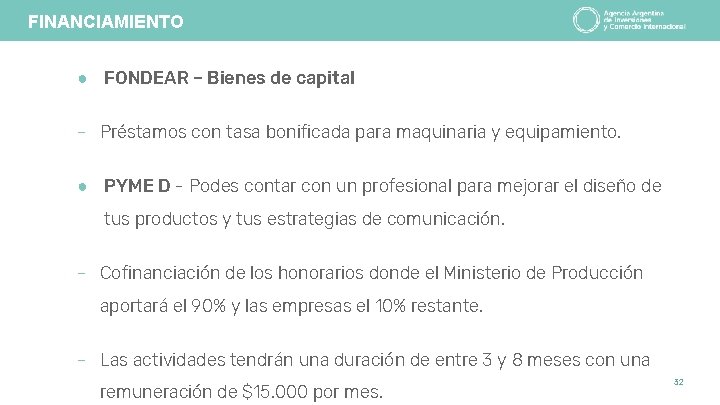 FINANCIAMIENTO ● FONDEAR – Bienes de capital - Préstamos con tasa bonificada para maquinaria