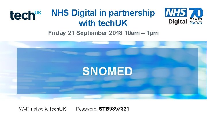 NHS Digital in partnership with tech. UK Friday 21 September 2018 10 am –